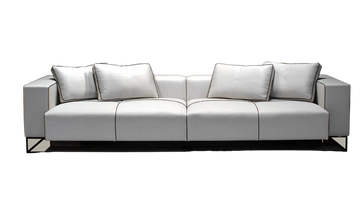 White modern Glasgow Sofa with dark piping and sleek metal legs for stylish living rooms