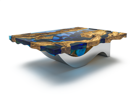 Ophion Wavy Olive Wood & Resin Coffee Table