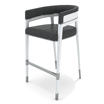 Black Callista Counter Bar Chair with dark gray upholstery and silver accents