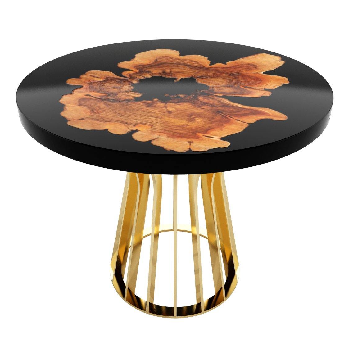 Black Amiata Olive Wood Round Dining Table