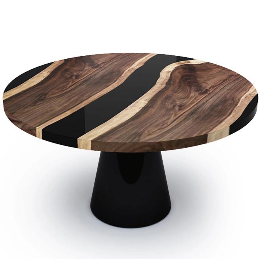 Black Asolo Walnut Round Table