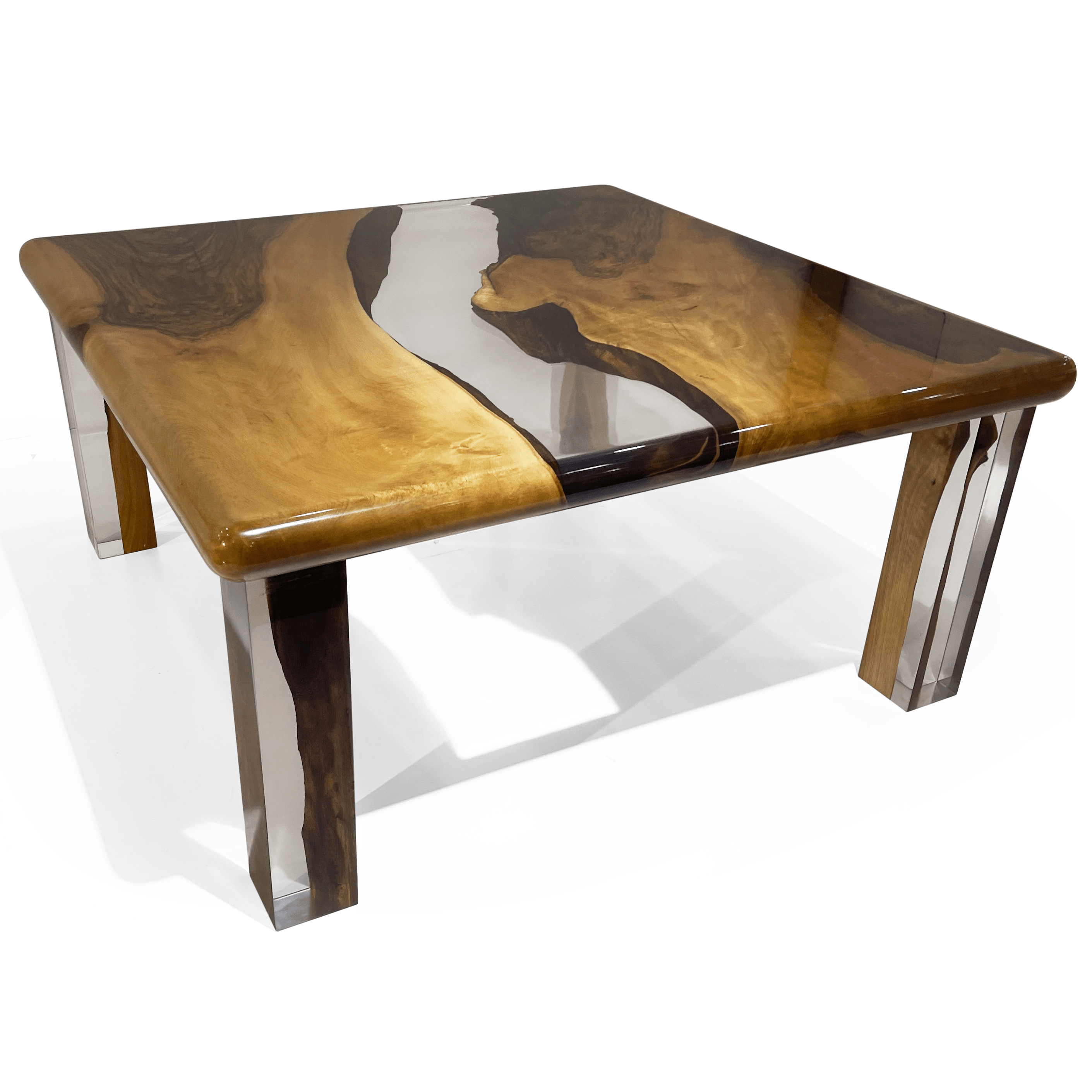 Camene Walnut Wood Square Coffee Table