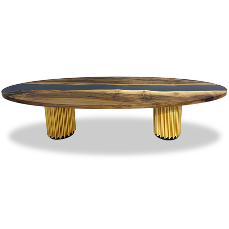 Evohe Blue River Walnut Wood Ellipse Dining Table