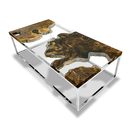 Mnestra Walnut Wood Rectangular Coffee Table