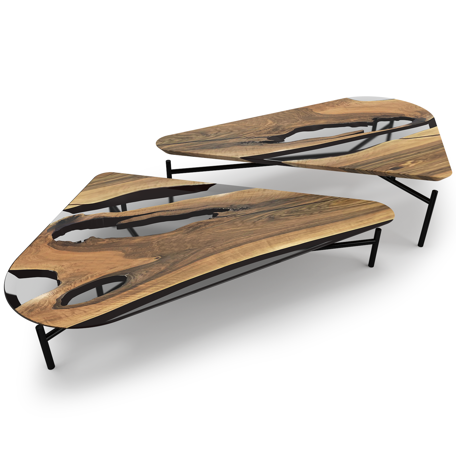 Philyra Walnut Wood Coffee Table Set