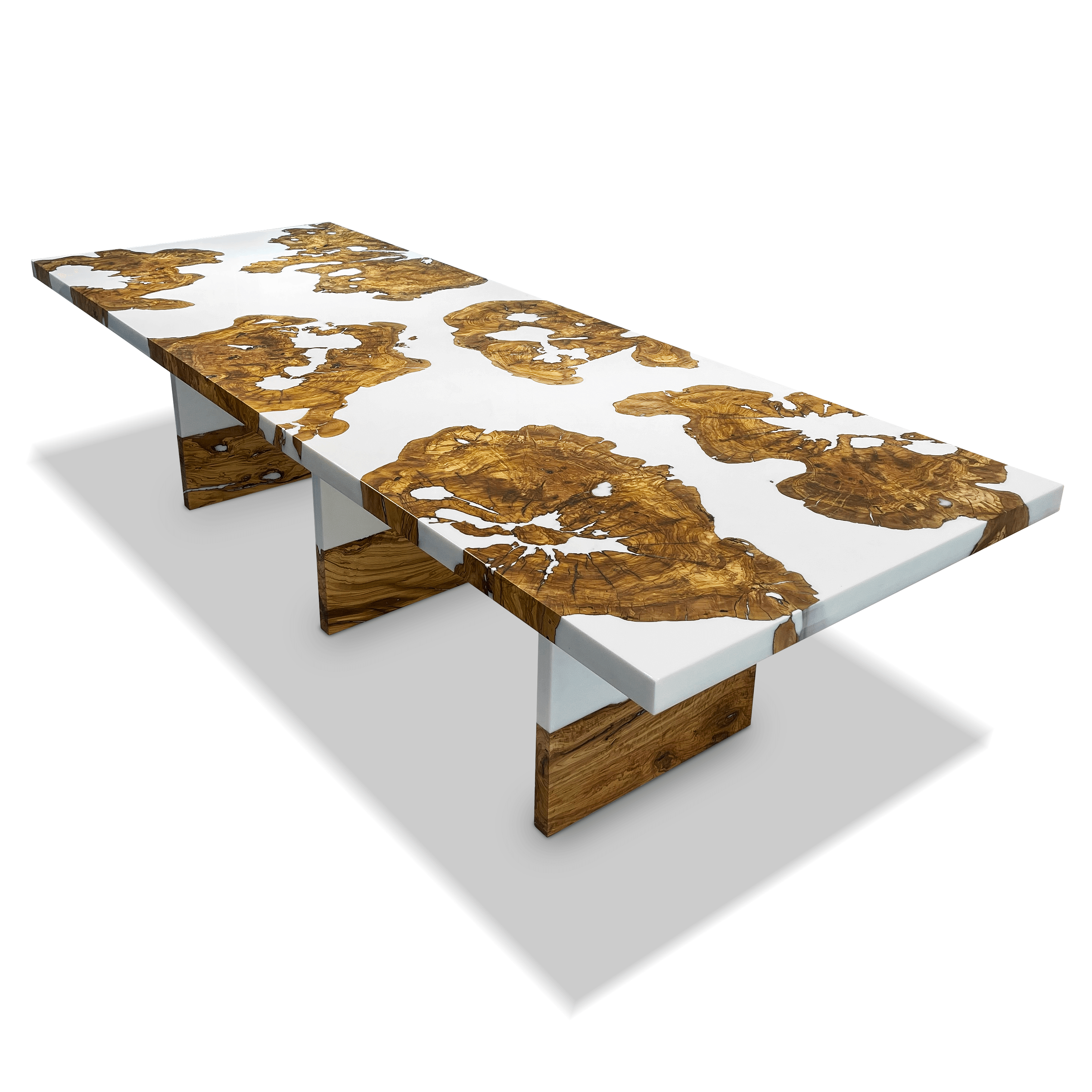 White Thyria Olive Wood Dining Table